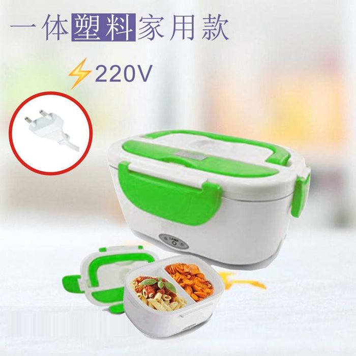 Portable Electric Lunch Box One-piece Separated Office School Bento Lunchbox Kids Heated Lunch Box Food Container Warmer A Spoon