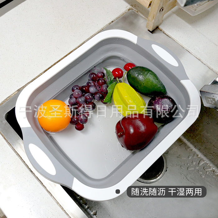 Kitchen Chopping Block Foldable Cutting Board with Colanders Kitchen Chopping Boards Washing Basket Drain Kitchen Organizer