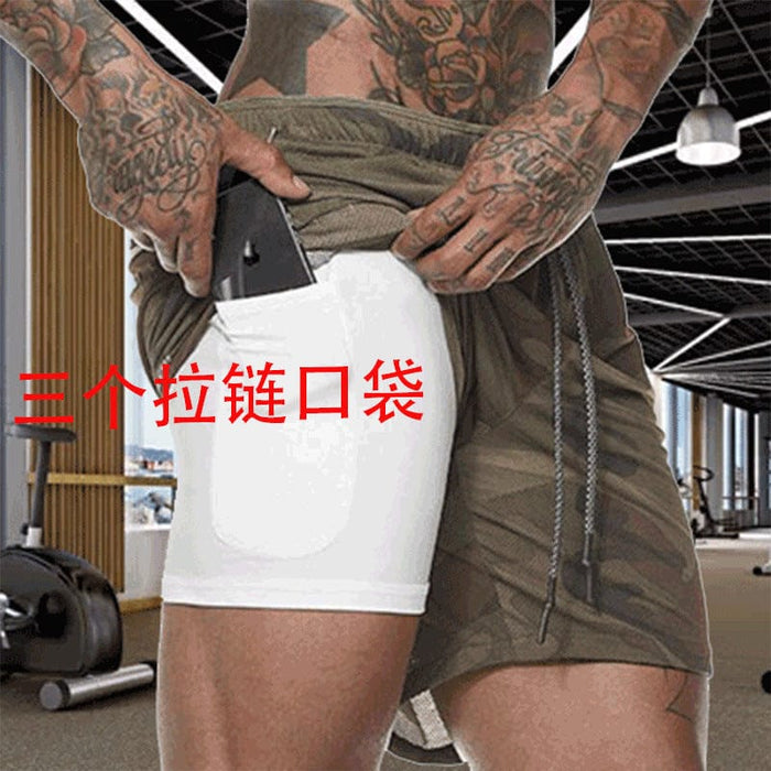 Muscle Brothers Summer Men's Double Shorts Plus Size Running Pants Quick-drying Breathable Fitness Shorts