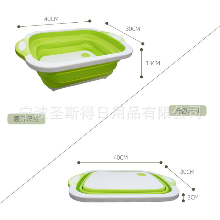 Kitchen Chopping Block Foldable Cutting Board with Colanders Kitchen Chopping Boards Washing Basket Drain Kitchen Organizer