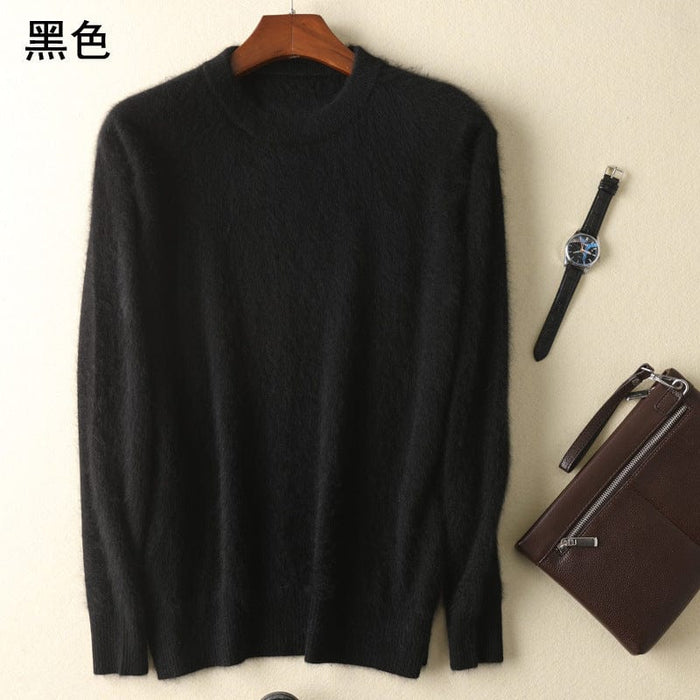 Cashmere sweater men's round neck pullover thickened mink sweater autumn and winter loose woolen sweater large size bottoming mink knitted sweater