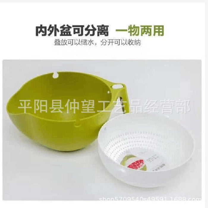 Multi-purpose drain basket, vegetable basket, double-layer flip kitchen sink, kitchen drain basket, plastic household vegetable and rice basket