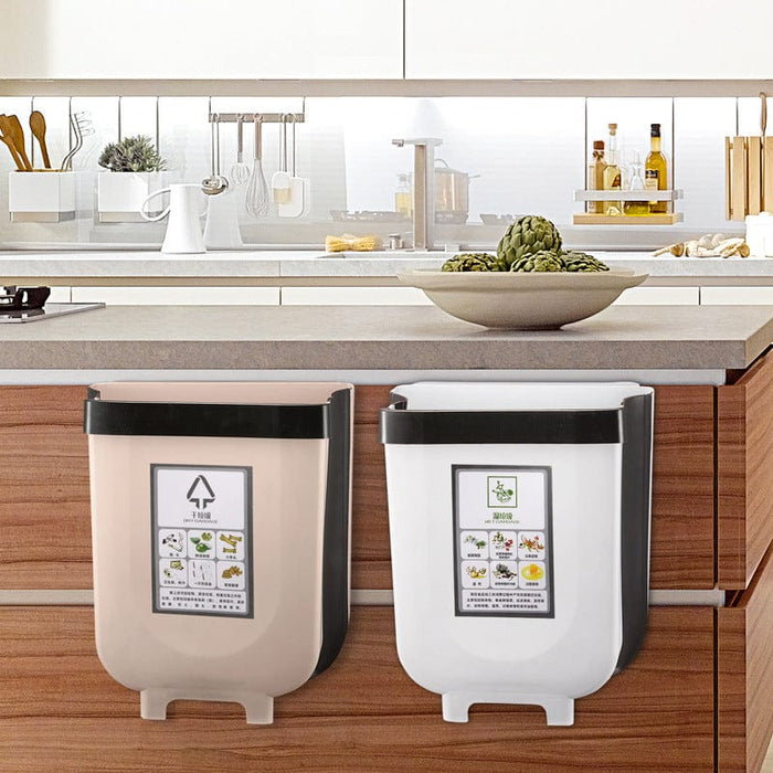 Multifunctional folding trash can Wall-mounted car suspension cabinet retractable trash can Kitchen folding trash can