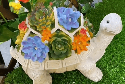 Outdoor solar lamp resin handicraft statue outdoor garden ornament succulent turtle courtyard lawn decoration lamp