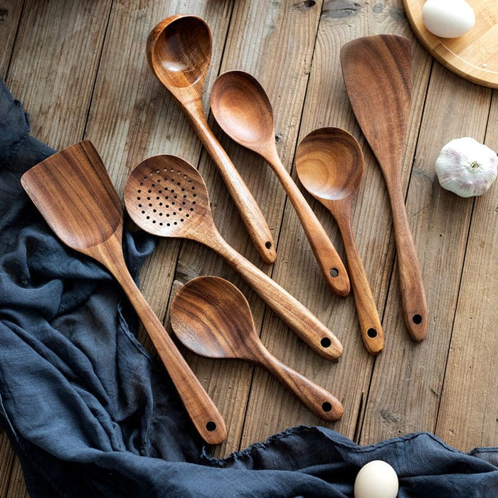 Teak wooden non-stick pan special cooking wooden spatula long handle wooden spatula high temperature spatula large soup spoon cooking wooden spatula