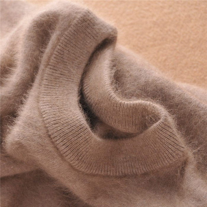 Cashmere sweater men's round neck pullover thickened mink sweater autumn and winter loose woolen sweater large size bottoming mink knitted sweater