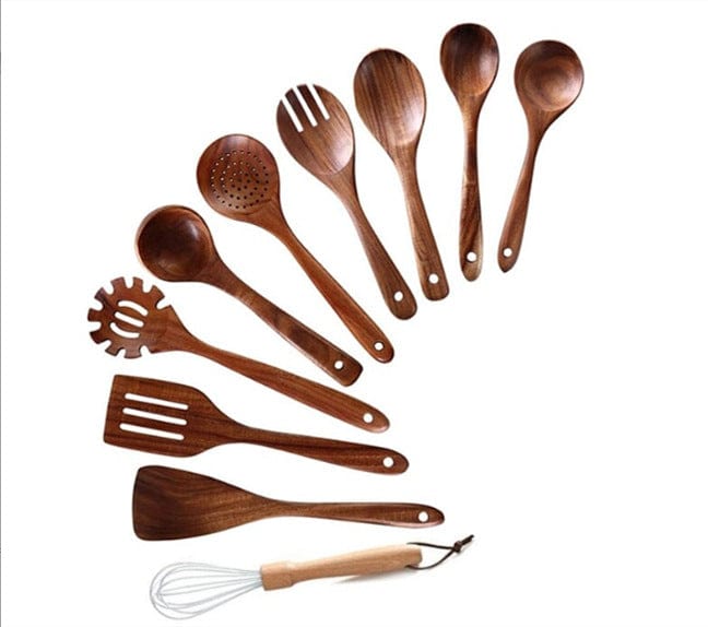 Teak wooden non-stick pan special cooking wooden spatula long handle wooden spatula high temperature spatula large soup spoon cooking wooden spatula