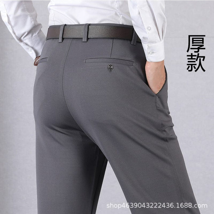 Spring and autumn trousers loose straight middle-aged and elderly casual pants high-waisted long trousers middle-aged men's trousers dad's clothes thin summer clothes