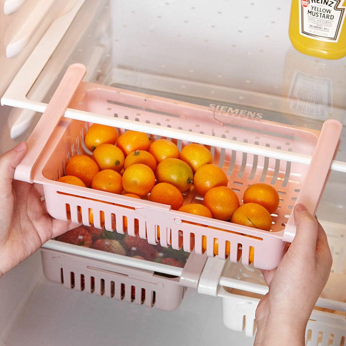 Home refrigerator storage rack kitchen telescopic hanging drain basket finishing storage rack telescopic classification storage box