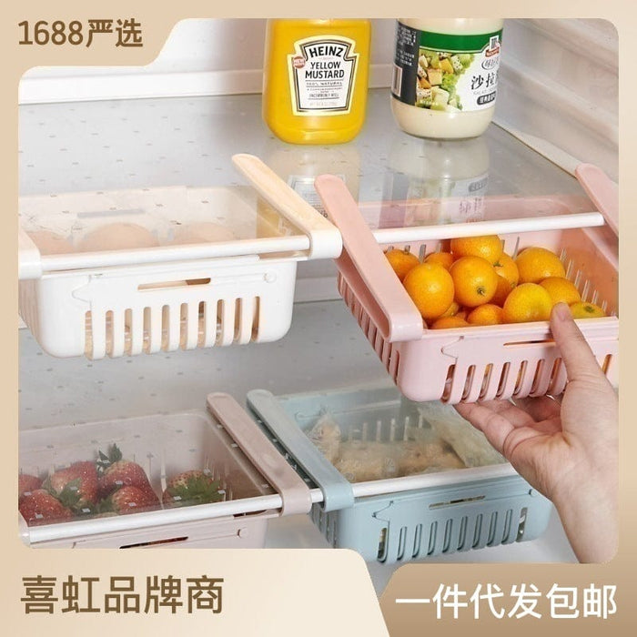 Home refrigerator storage rack kitchen telescopic hanging drain basket finishing storage rack telescopic classification storage box