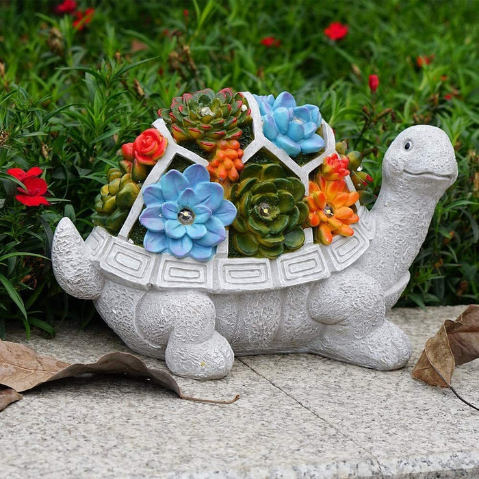 Outdoor solar lamp resin handicraft statue outdoor garden ornament succulent turtle courtyard lawn decoration lamp