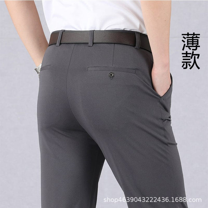 Spring and autumn trousers loose straight middle-aged and elderly casual pants high-waisted long trousers middle-aged men's trousers dad's clothes thin summer clothes