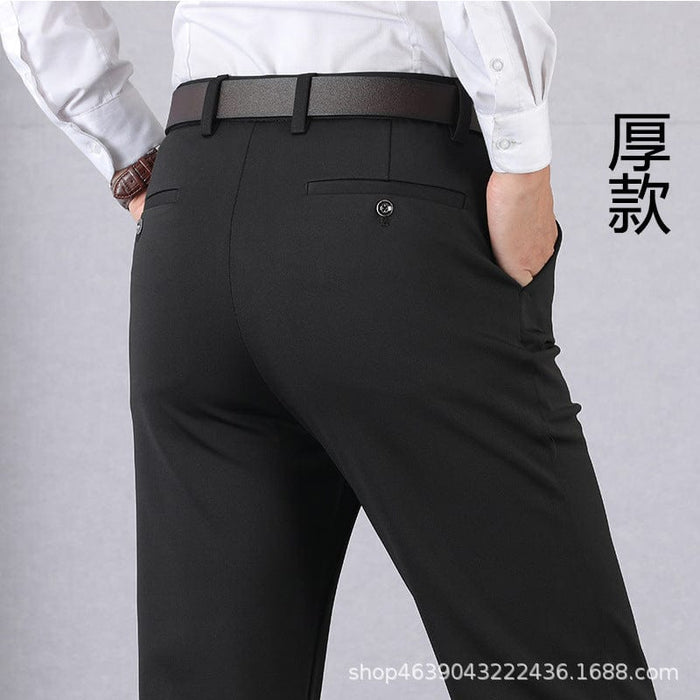 Spring and autumn trousers loose straight middle-aged and elderly casual pants high-waisted long trousers middle-aged men's trousers dad's clothes thin summer clothes