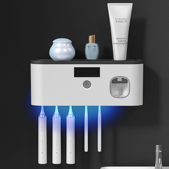 Simple, stylish, smart disinfecting toothbrush holder, bathroom toothbrush rack, wall-mounted UV toothbrush cup holder, bathroom