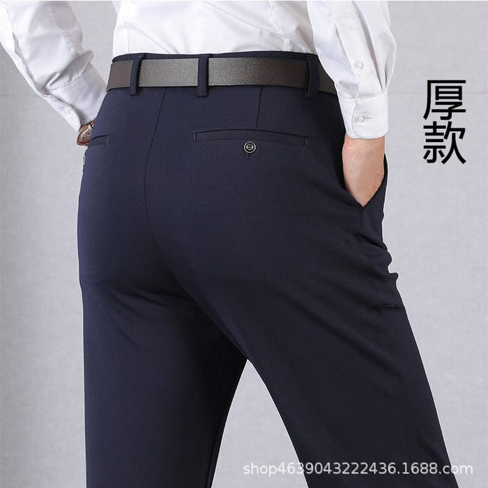 Spring and autumn trousers loose straight middle-aged and elderly casual pants high-waisted long trousers middle-aged men's trousers dad's clothes thin summer clothes