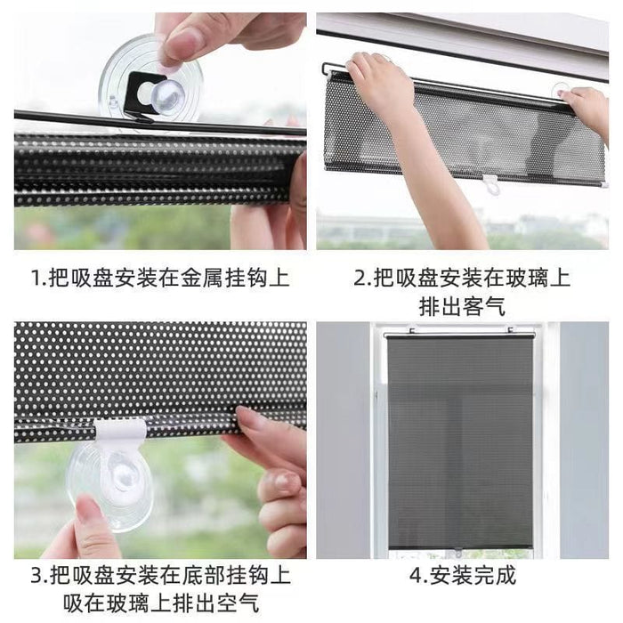 Balcony suction cup sunshades, bedroom insulation blackout curtains, bathroom curtains, office retractable curtains, punch-free curtains