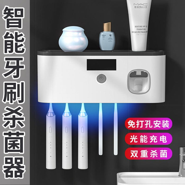 Simple, stylish, smart disinfecting toothbrush holder, bathroom toothbrush rack, wall-mounted UV toothbrush cup holder, bathroom