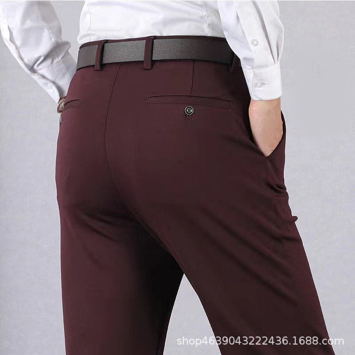 Spring and autumn trousers loose straight middle-aged and elderly casual pants high-waisted long trousers middle-aged men's trousers dad's clothes thin summer clothes