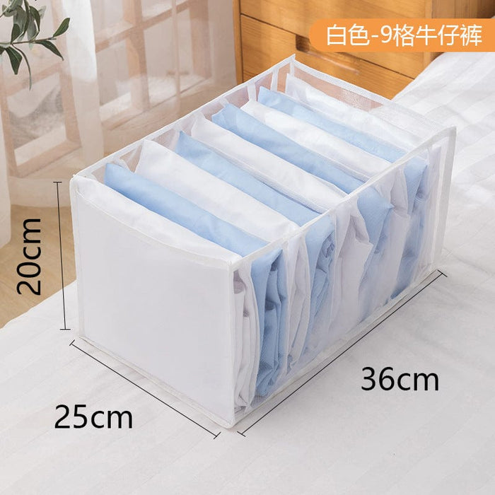 Jeans storage box, clothes and pants storage artifact storage basket, underwear storage box, divided foldable storage box