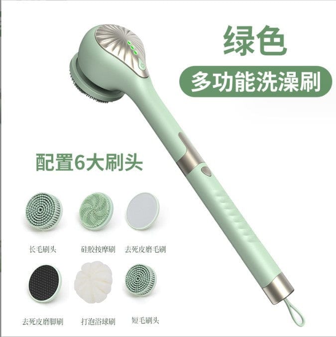 New long-handled silicone shower brush. Rub your back without asking for help. Multifunctional back-rubbing artifact. Electric shower brush.