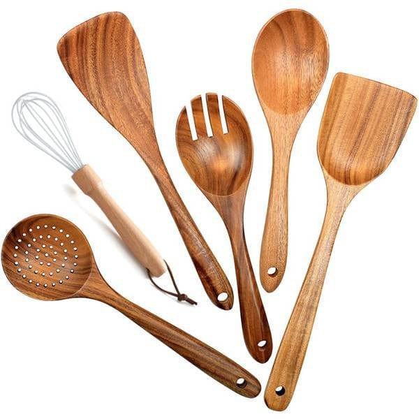 Teak wooden non-stick pan special cooking wooden spatula long handle wooden spatula high temperature spatula large soup spoon cooking wooden spatula