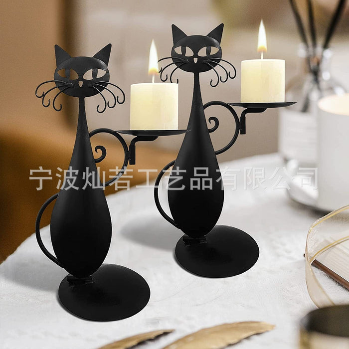 Amazon Black Cat Candle Holder Retro Country Farmhouse Home Metal Cat Decor Candle Holder Ornament