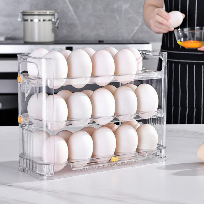 Egg storage box kitchen freshness finishing egg box storage artifact refrigerator side door egg tray flip egg rack