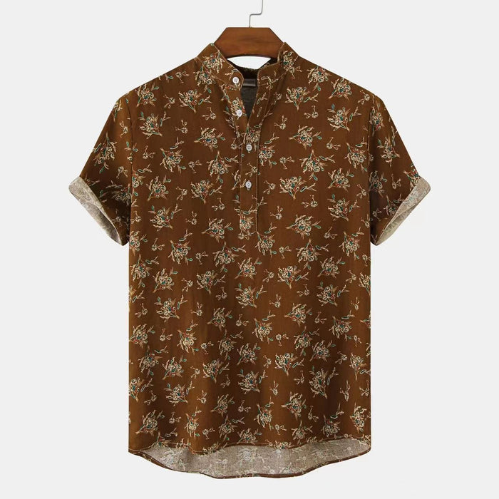 Summer new foreign trade pattern beach short-sleeved shirt cross-border European and American size summer camouflage printed shirt men