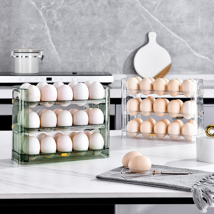 Egg storage box kitchen freshness finishing egg box storage artifact refrigerator side door egg tray flip egg rack