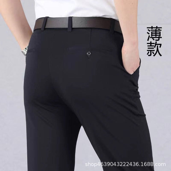 Spring and autumn trousers loose straight middle-aged and elderly casual pants high-waisted long trousers middle-aged men's trousers dad's clothes thin summer clothes