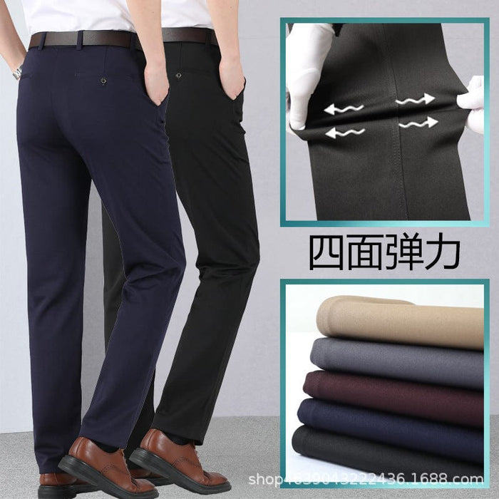 Spring and autumn trousers loose straight middle-aged and elderly casual pants high-waisted long trousers middle-aged men's trousers dad's clothes thin summer clothes