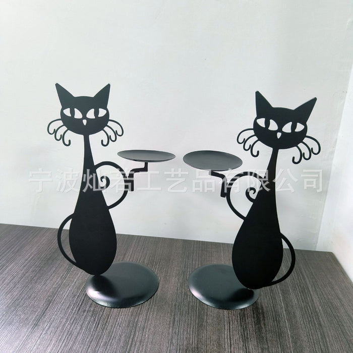 Amazon Black Cat Candle Holder Retro Country Farmhouse Home Metal Cat Decor Candle Holder Ornament