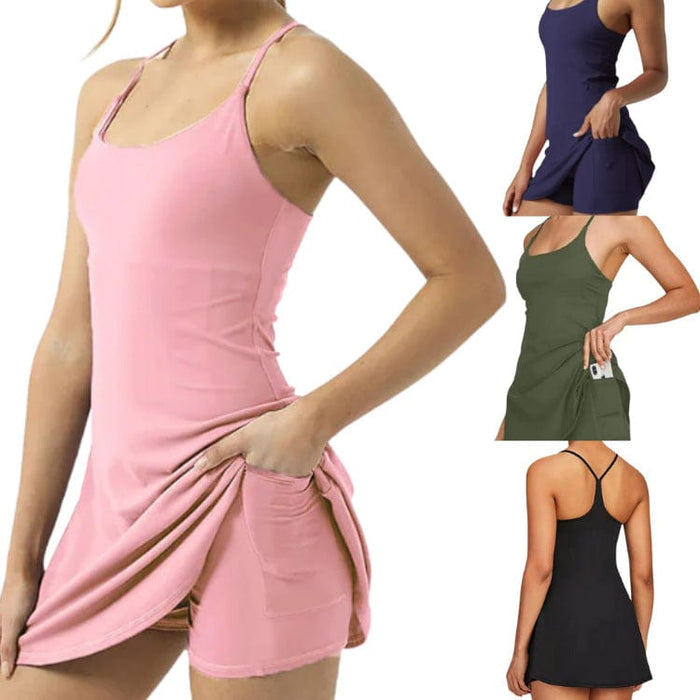 2023 New European and American Golf One-piece Tennis Skirt Sleeveless Backless Sports Fashion Casual Jumpsuit Women's Clothing