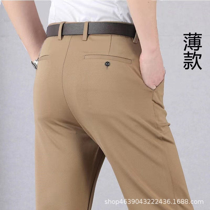 Spring and autumn trousers loose straight middle-aged and elderly casual pants high-waisted long trousers middle-aged men's trousers dad's clothes thin summer clothes