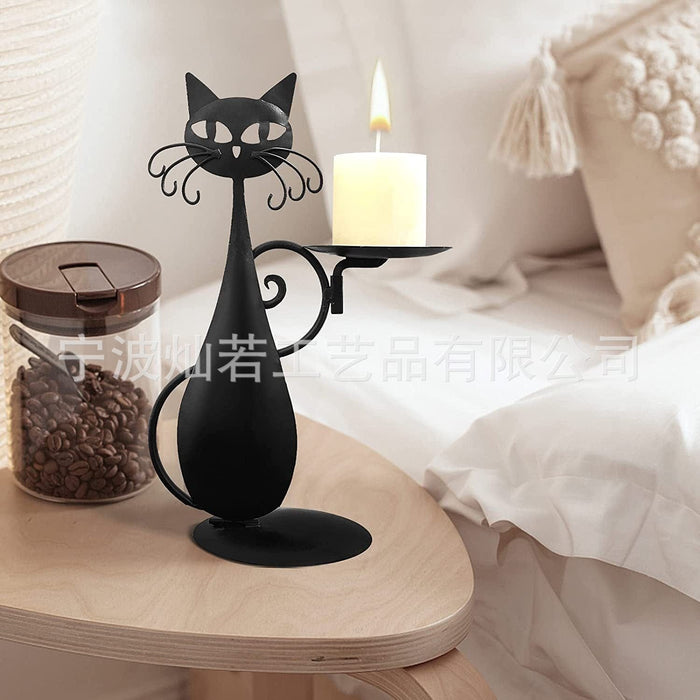 Amazon Black Cat Candle Holder Retro Country Farmhouse Home Metal Cat Decor Candle Holder Ornament