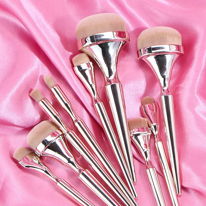 9pcs Drunken Gold Makeup Brush Set Toothbrush Makeup Brush Full Set Loose Powder Blush High-grade Electroplating Handle Makeup Brush