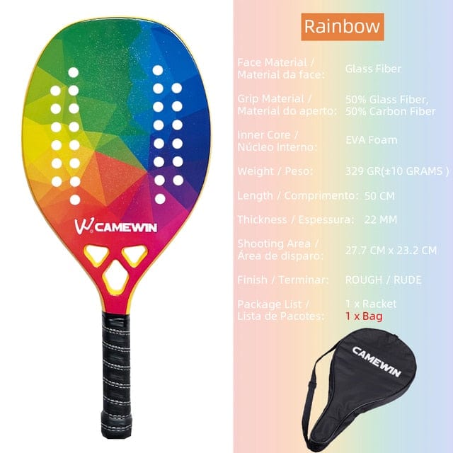 High Quality 3K Carbon and Glass Fiber Beach Tennis Racket Soft Face Tennis Racquet with Protective Cover Ball