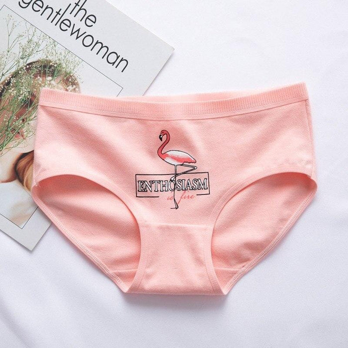 4PCS cotton flamingos panties women underpants cotton briefs underwear