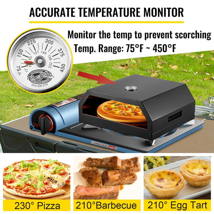 VEVOR 12&quot; Outdoor Pizza Oven Making Machine Stainless Steel Temperature Range From 75-450℉ for Beach Parties Camping Commercial