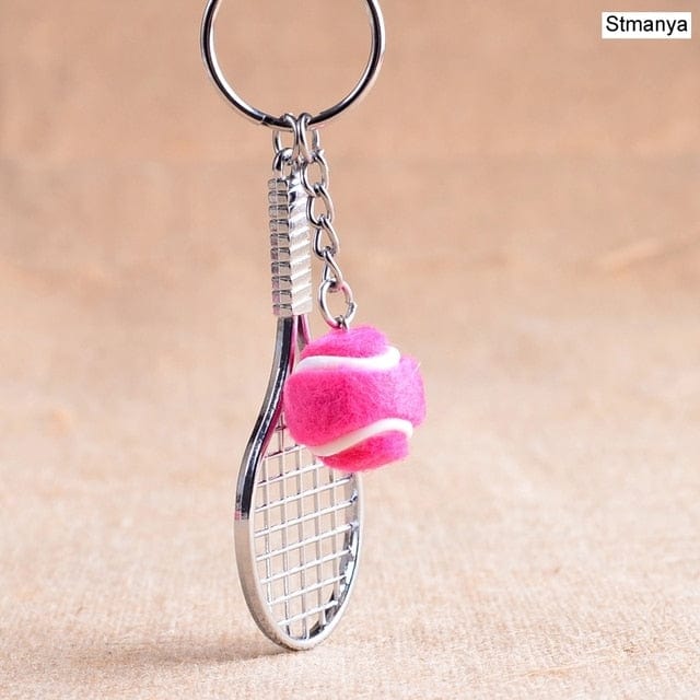 Tennis Racket Keychain - Cute Sport Mini Keychain car 6 color Pendant Keyring Sports Key Chain Who love sports Gifts 17248