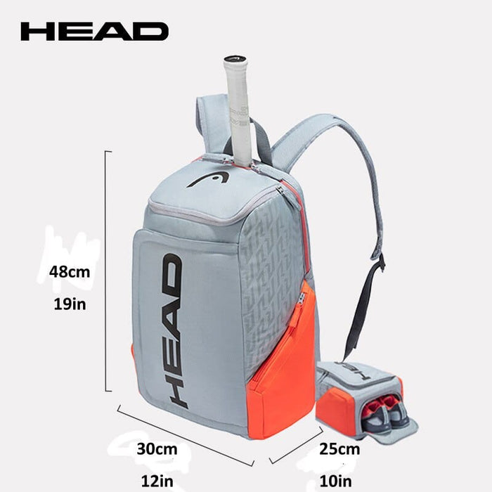 Genuine 2021 HEAD Tennis Backpack Djokovic Radical Rebe Tennis Bag Large Capacity 1-2 Tennis Rackets Storage Bag Grey Orange Bag