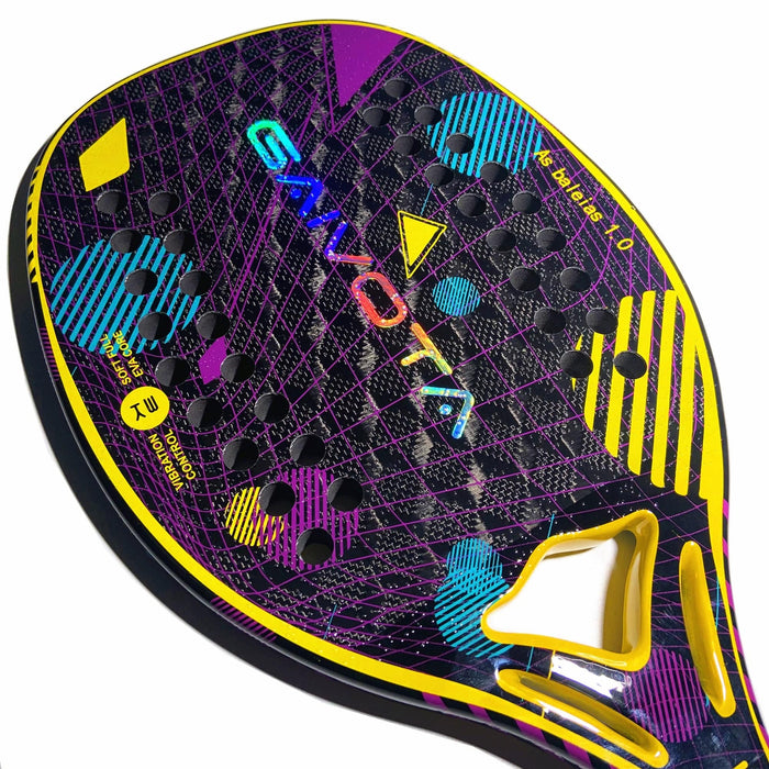 GAIVOTA 24K Carbon Fiber Beach Racket Limited Edition Professional Grade Racket with 3D Color Stamping Holographic Technology