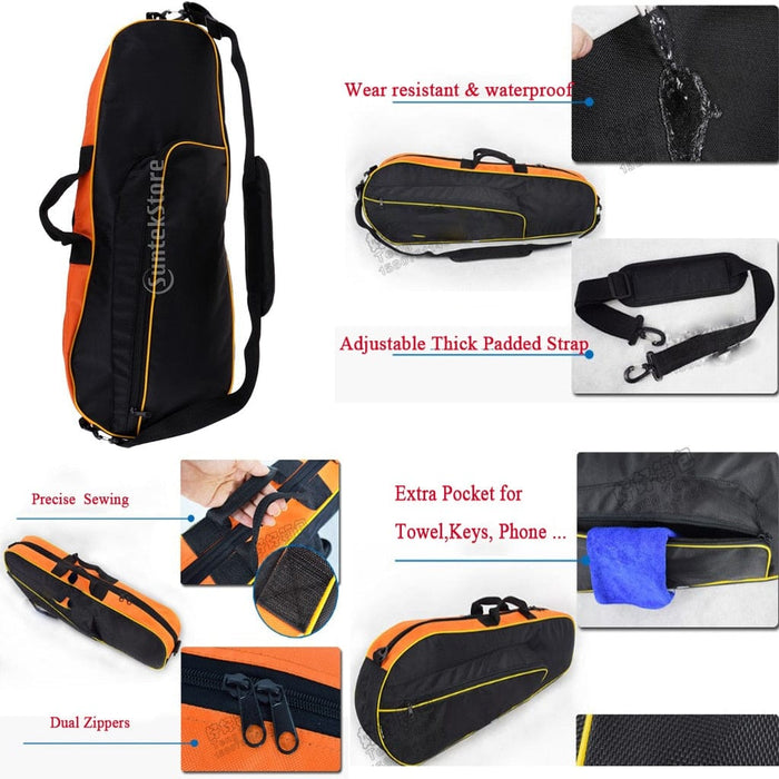 Waterproof Tennis Badminton Bag Squash Rackets Racquets Carrying Bag Case Carrier with Extra Pockets can Hold 6 Rackets and Ball