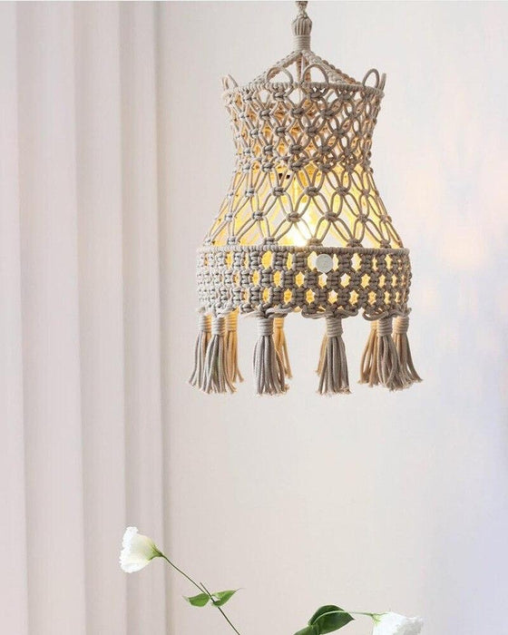 Hand-woven Lampshade Chandelier Moroccan Bedroom Decorative Lamp Tapestry Wall Hanging  Macrame  Boho Decor Home