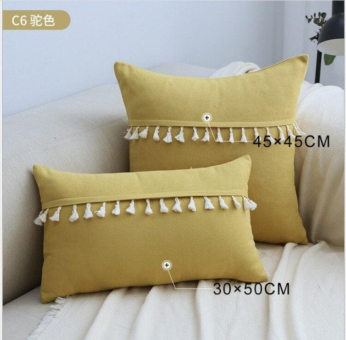 Soft Green Pink Tassels Cushion Cover 45x45cm/30x50cm Blue Yellow Decorative Pillow Cover Home Decor Sofa Throw PillowCase