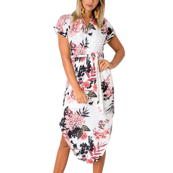 Geometric Print Summer Boho Beach Loose Dress