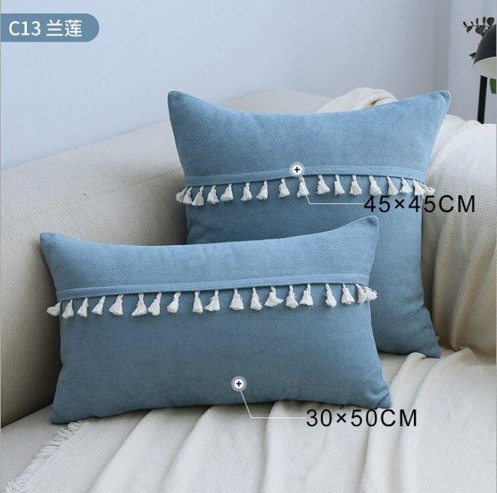 Soft Green Pink Tassels Cushion Cover 45x45cm/30x50cm Blue Yellow Decorative Pillow Cover Home Decor Sofa Throw PillowCase