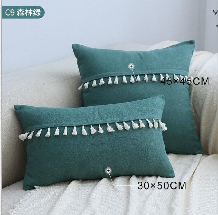 Soft Green Pink Tassels Cushion Cover 45x45cm/30x50cm Blue Yellow Decorative Pillow Cover Home Decor Sofa Throw PillowCase