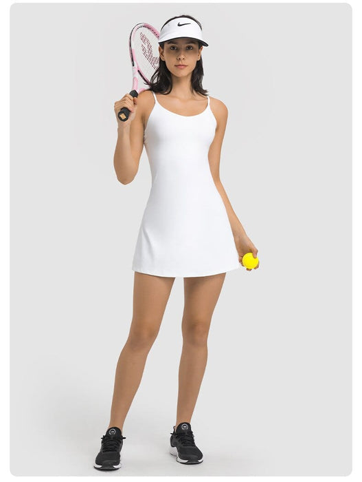 With Logo Summer Women Short Skirt Casual Sling Skirt Tennis Skirt Nylon Stretch Fitness Training Yoga Vest Badminton T-shirt