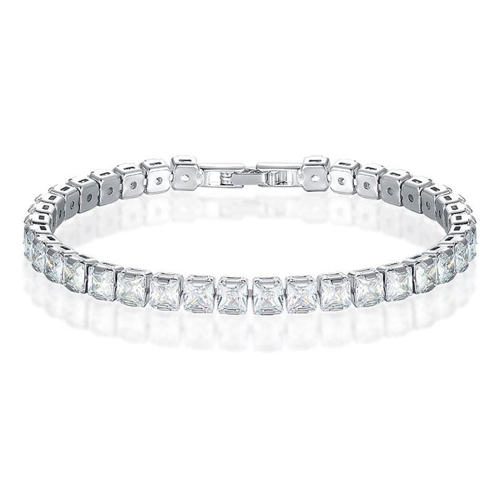 UMODE 0.25ct Clear Square Cubic Zirconia Tennis Bracelet for Men Women